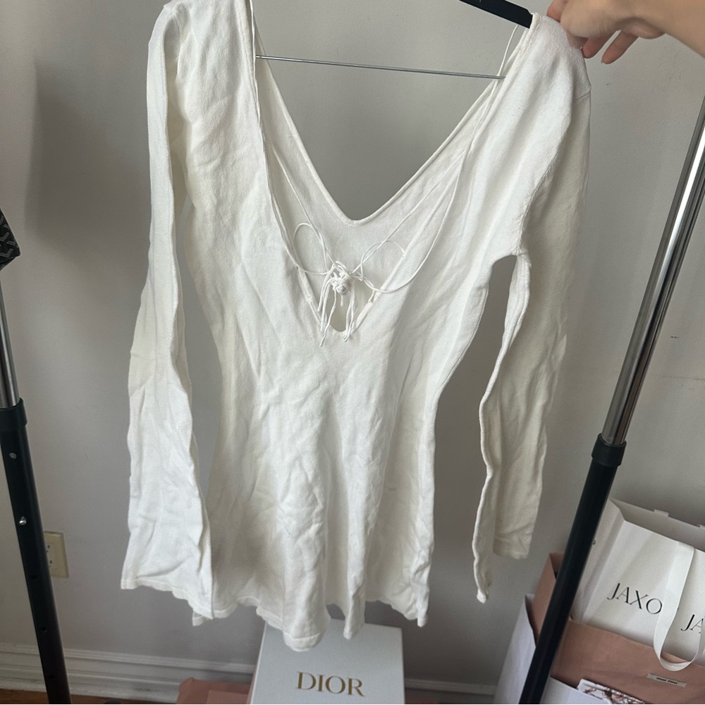 Meshki White Long Sleeve Coverup Dress - Picture 6 of 8